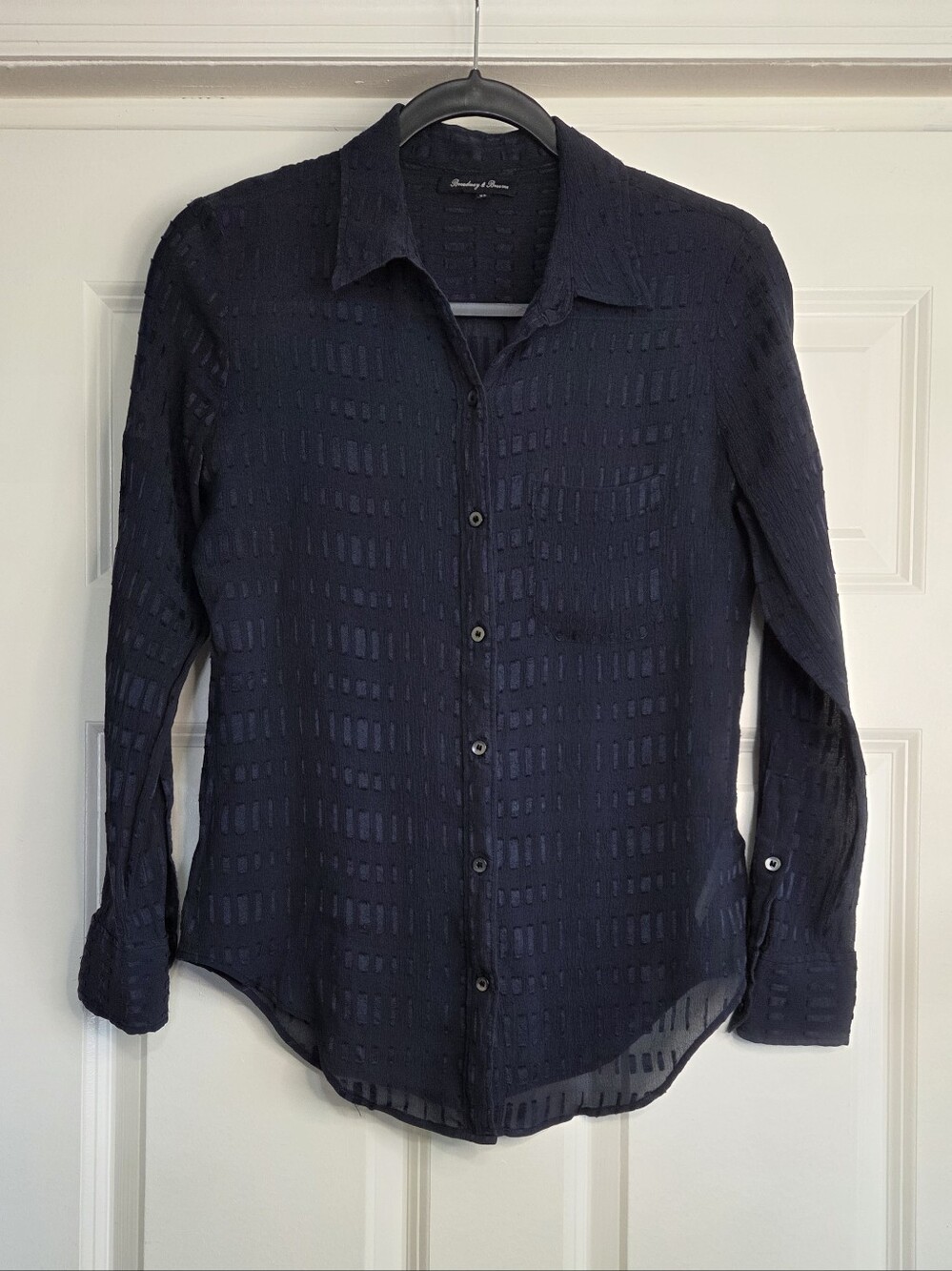 Madewell Broadway & Broome Navy Silk Button-Down Blouse - Size XS